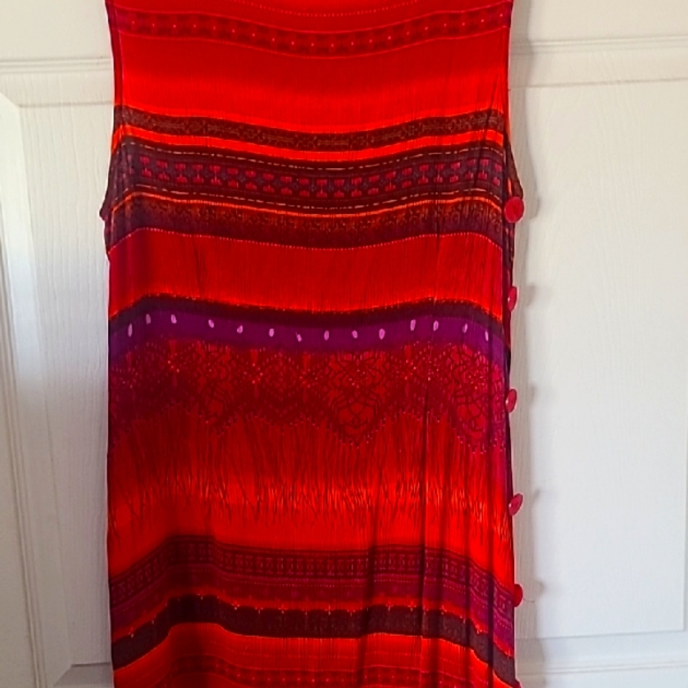 Bold Red and Purple Patterned Dress
